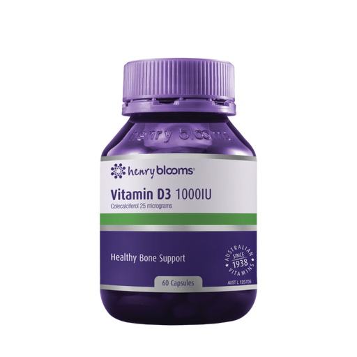 Henry Blooms Vitamin D3 1000IU 60 Capsules.