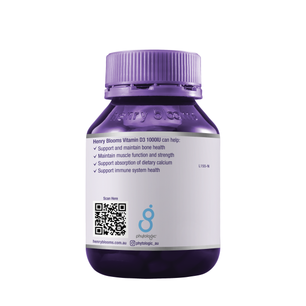 Henry Blooms Vitamin D3 1000IU 60 Capsules.