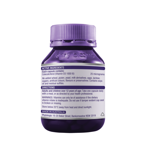 Henry Blooms Vitamin D3 1000IU 60 Capsules.