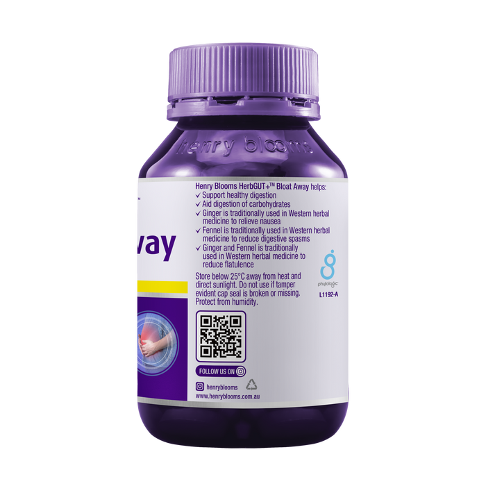 Henry Blooms HerbGUT+ Bloat Away 60 Capsules