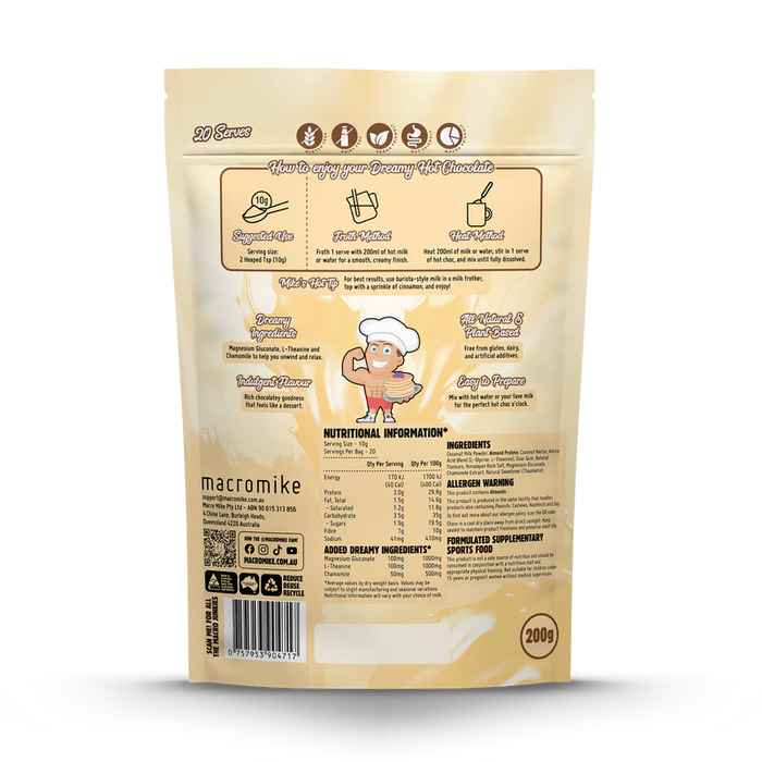 Macro Mike Dreamy Hot Chocolate Creamy White Choc 200g.