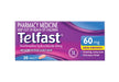 Telfast 60mg packaging on a white background