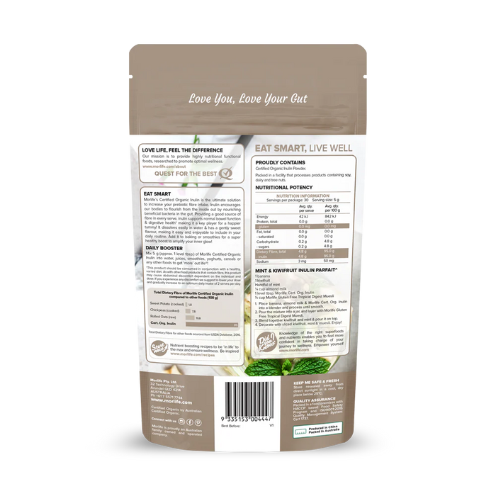 Morlife Inulin Powder Certified Organic 150g