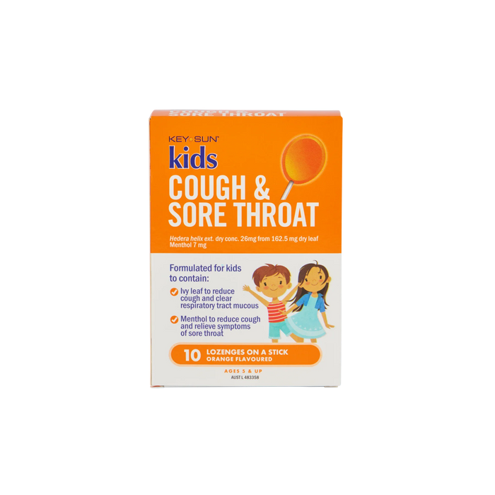 Key Sun Kids Cough & Sore Throat - Orange 10 Lozenges