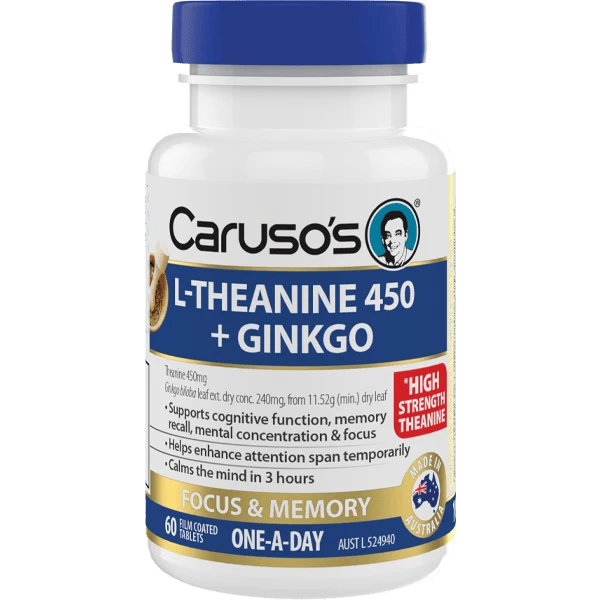 Caruso's L-Theanine 450 + Ginkgo 60 Tablets.