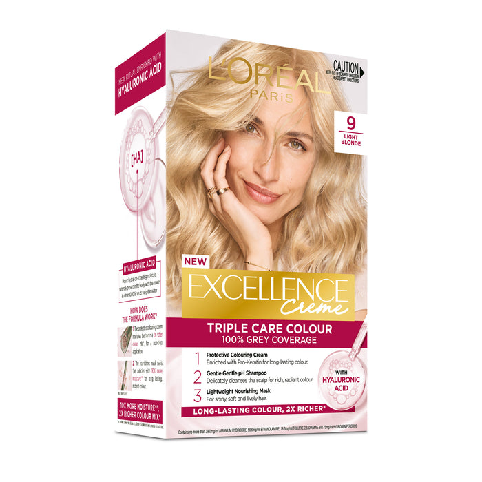 L'Oreal Excellence 9 Light Blonde.