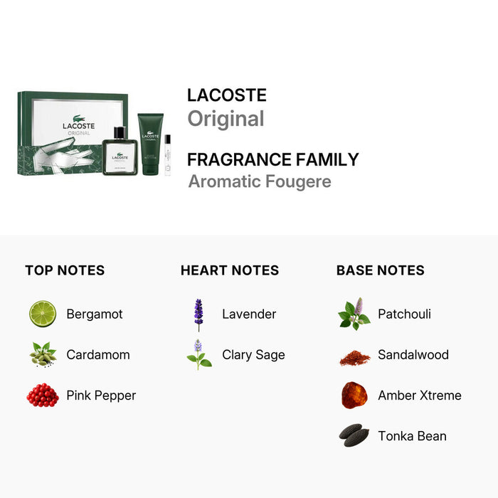 Lacoste Men's Original 3 Piece Gift Set