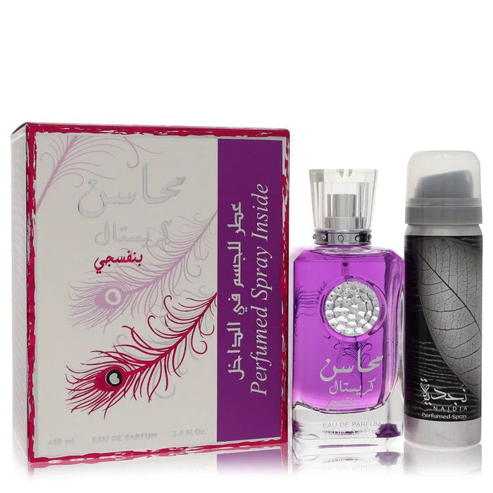 Lattafa Mahasin Crystal Violet Women EDP 100ml + Perfume Deodorant