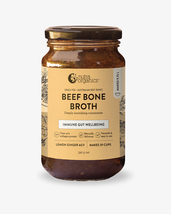 Nutra Organics Beef Bone Broth Concentrate Lemon ginger 390g