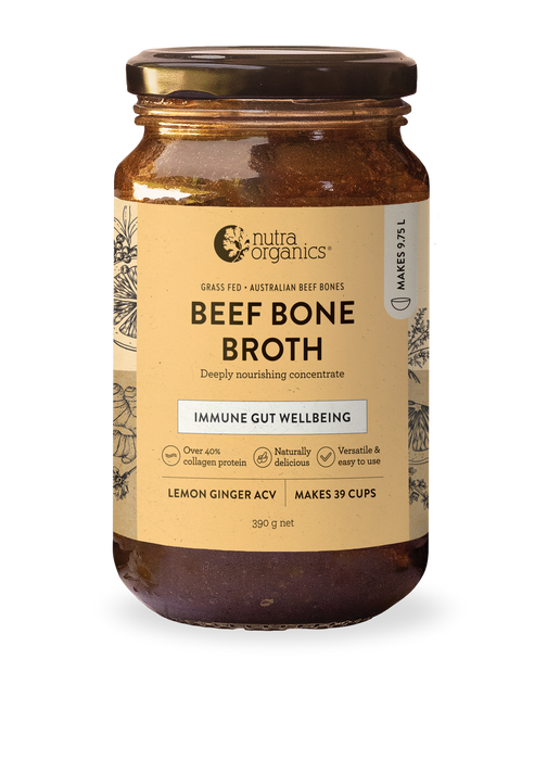 Nutra Organics Beef Bone Broth Concentrate Lemon ginger 390g