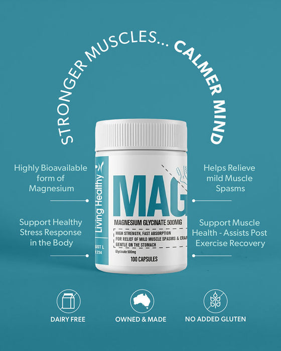 Living Healthy Magnesium Glycinate 500mg 100 capsules