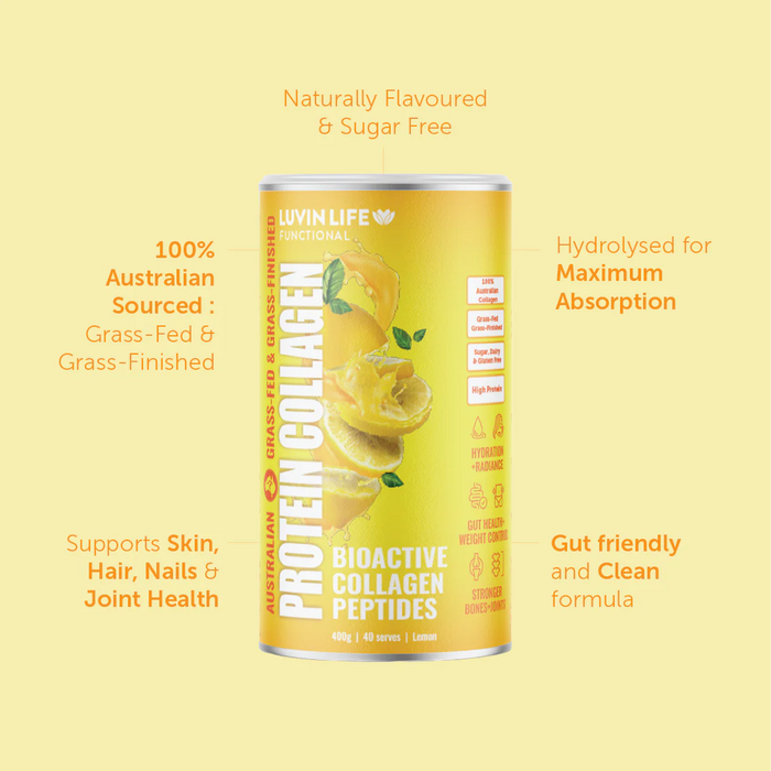 Luvin Life Australian Bioactive Collagen Peptides Zesty Lemon 400g