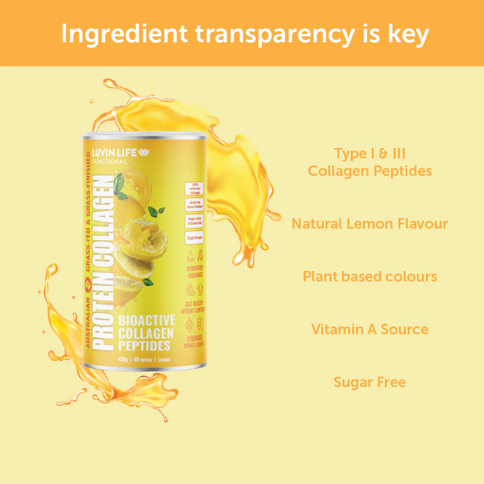 Luvin Life Australian Bioactive Collagen Peptides Zesty Lemon 400g