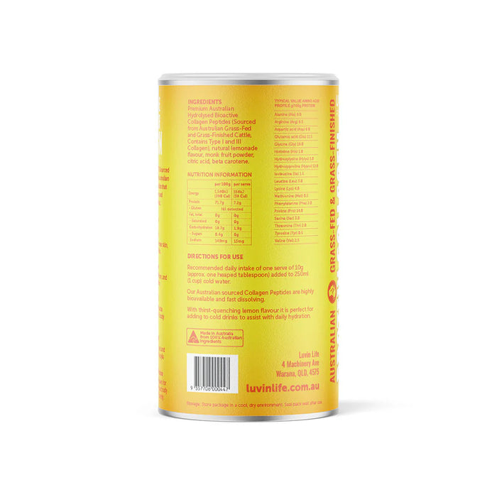 Luvin Life Australian Bioactive Collagen Peptides Zesty Lemon 400g
