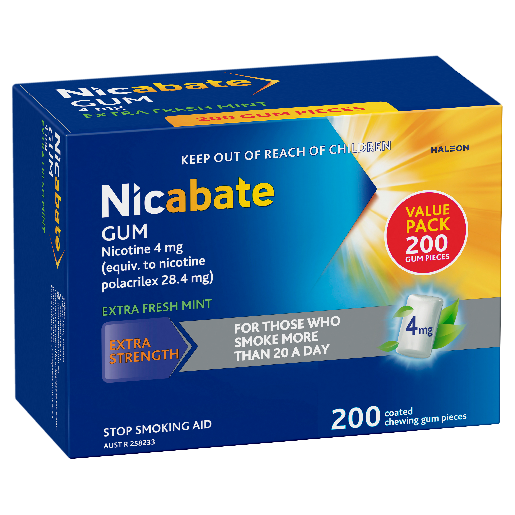 Nicabate Gum Extra Fresh Mint 4mg 200 Pieces.
