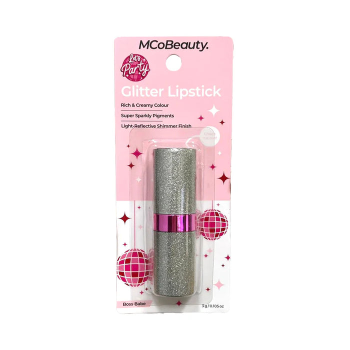 MCo Beauty Let's Party Collection Glitter Lipstick Boss Babe 3g