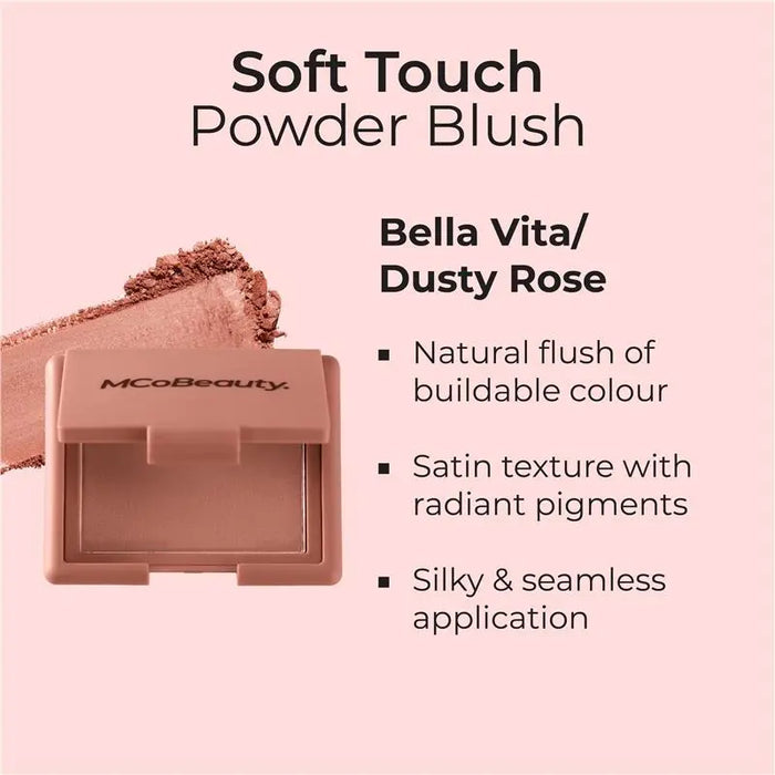 MCo Beauty Soft Touch Powder Blush Bella Vita/Dusty Rose
