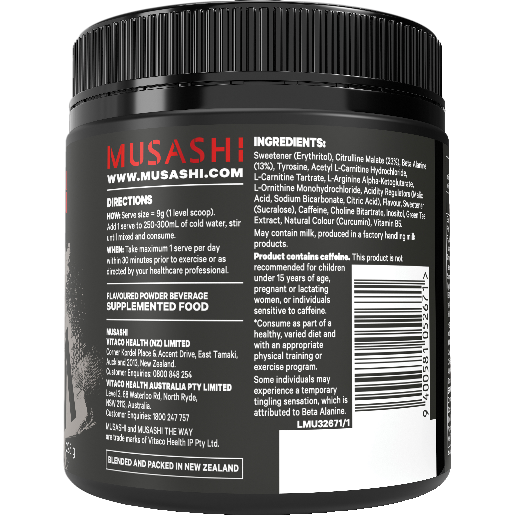 Musashi Pre Workout Shred Green Apple 225g