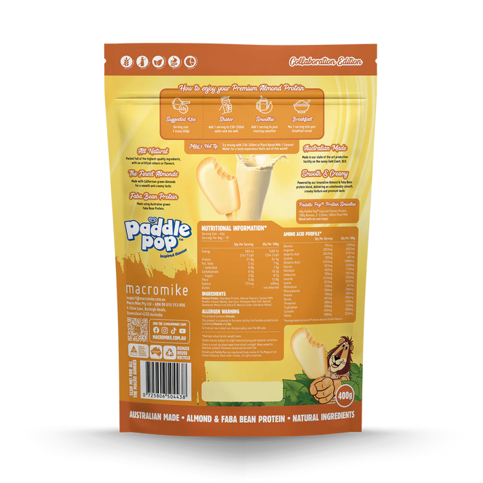 Macro Mike Streets Almond Protein Banana Paddle Pop Inspired 400g