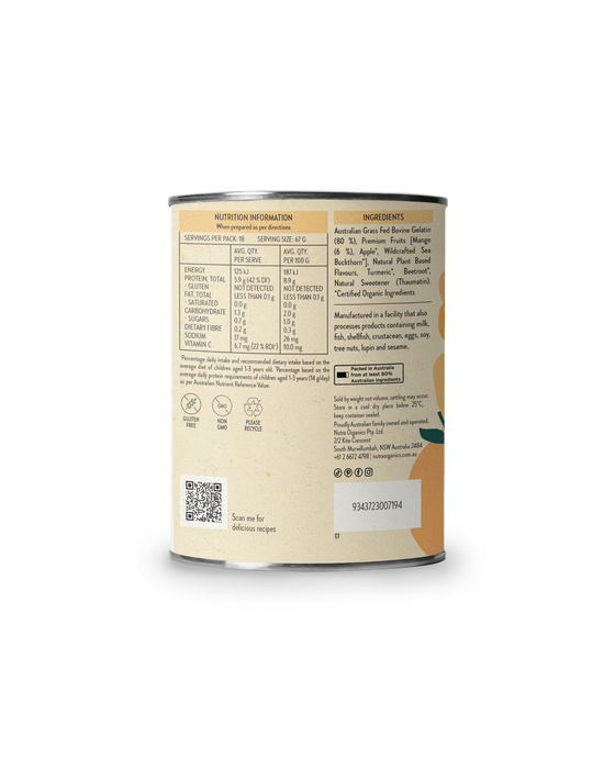 Nutra Organics Kids Gutsy Gummies Powder Mango 150g.