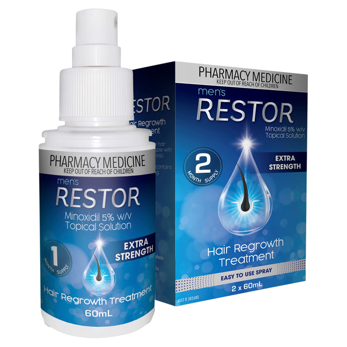 Men's Restor Spray Extra Strength 5% 2x60ml