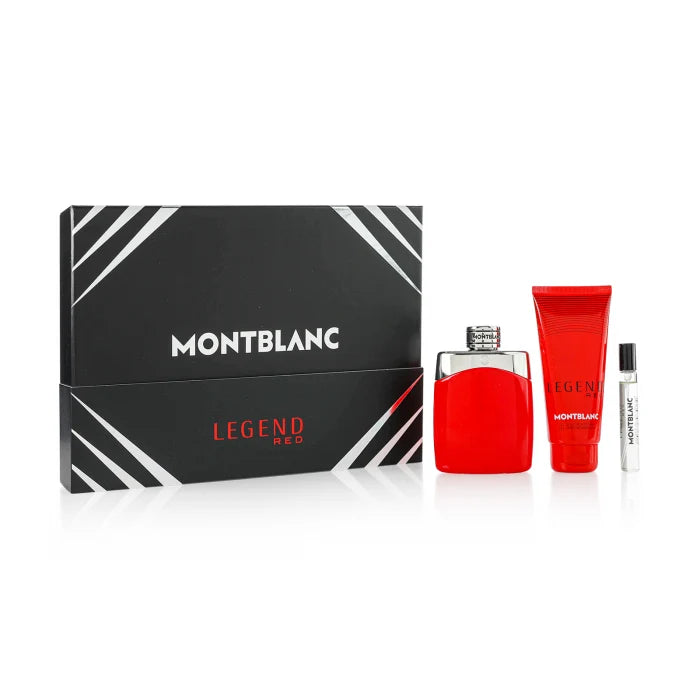 Mont Blanc Legend Red EDP 3 Piece Gift Set 100ml EDP+ 100ml Shower Gel+ 7.5ml EDP Travel Spray.