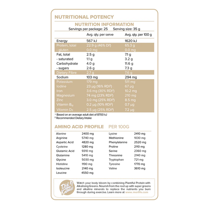 Morlife Plantiful Protein Vanilla Fudge 440g