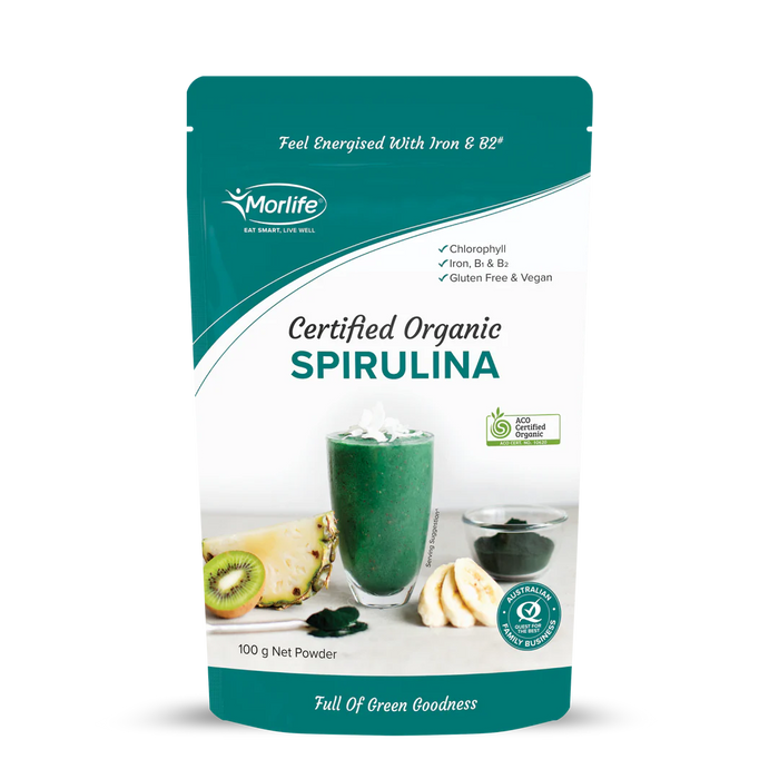 Morlife Spirulina Powder Certified Organic 100g