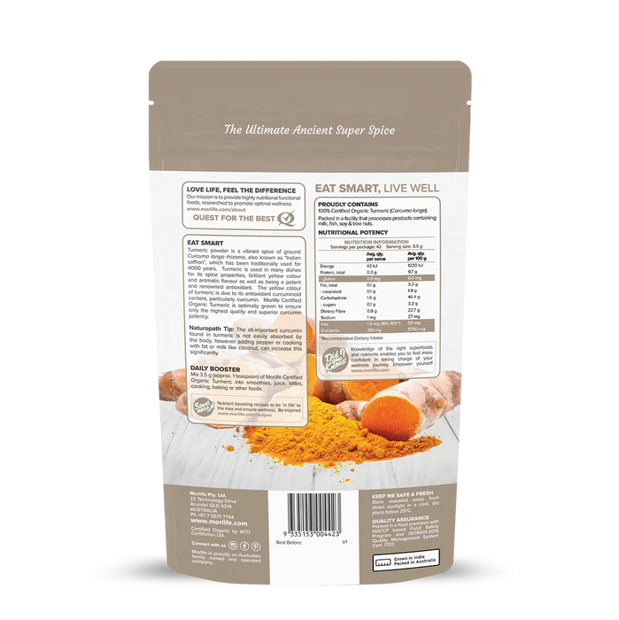 Morlife Turmeric Certified Organic Powder 150g