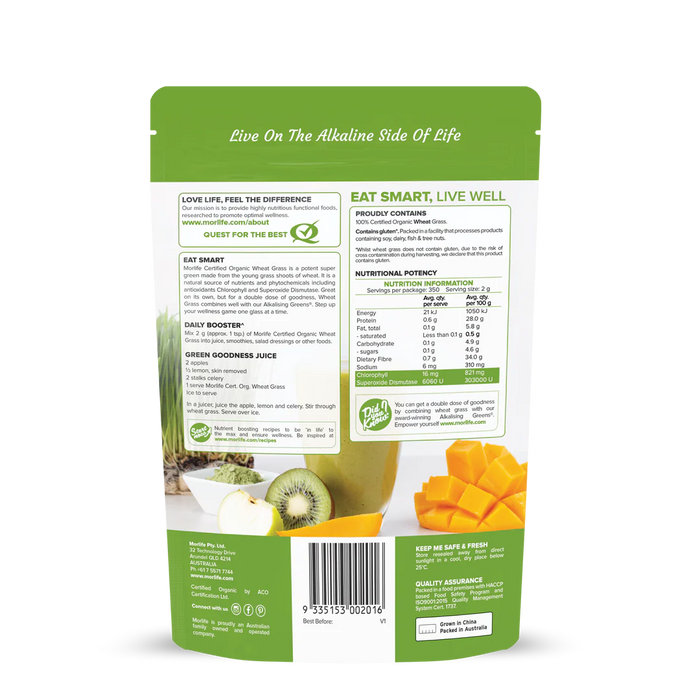 Morlife Wheat Grass Certified Organic 700g