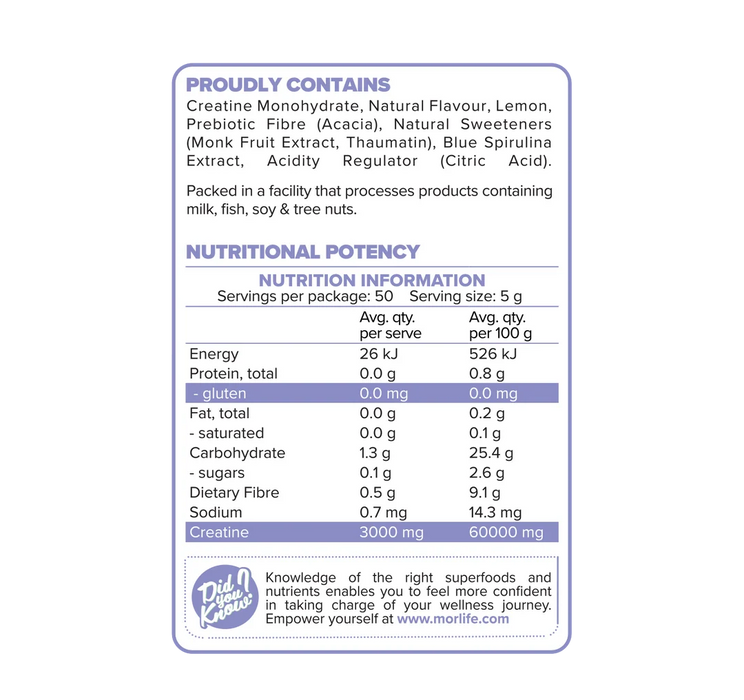 Morlife Creatine Icy Lemonade 250g