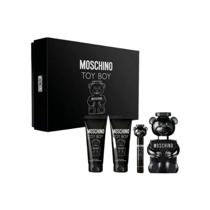 Moschino Toy Boy 4 Piece Giftset 100ml EDP, 10ml EDP, 100ml Aftershave Balm, 100ml Shower Gel