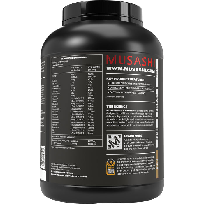 Musashi Bulk Protein Powder Vanilla Milkshake 2kg
