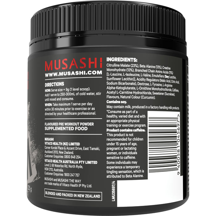 Musashi Pre Workout Amino Acid Lemon Lime 225g