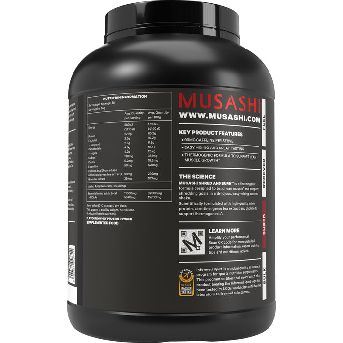Musashi Shred & Burn Protein Powder Chocolate Milkshake 2kg