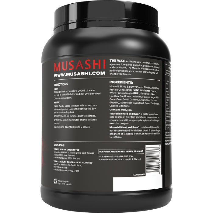 Musashi Shred & Burn Protein Powder Vanilla Milkshake 900g