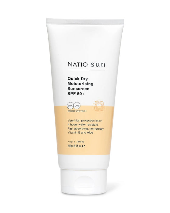 Natio Quick Dry Moisturising Sunscreen SPF50+ 200ml.
