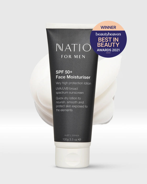 Natio For Men SPF 50+ Face Moisturiser 100g.