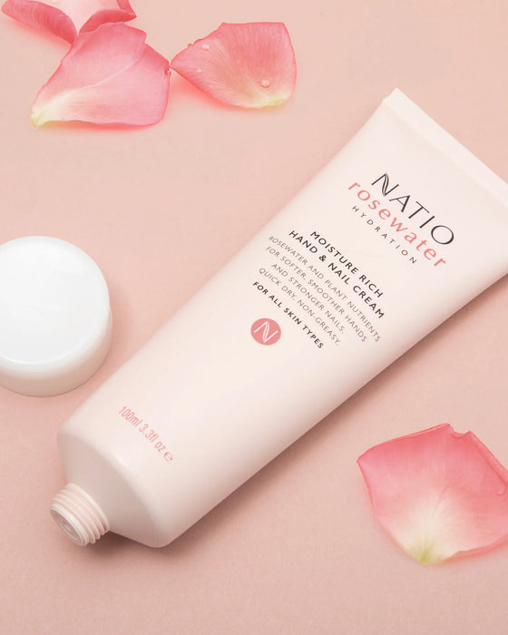 Natio Rosewater Hydration Moisture Rich Hand & Nail Cream 100ml.