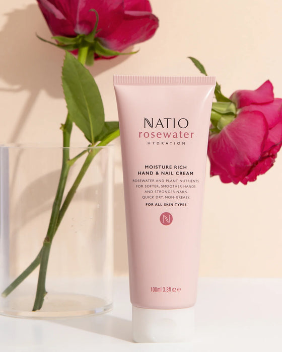 Natio Rosewater Hydration Moisture Rich Hand & Nail Cream 100ml.