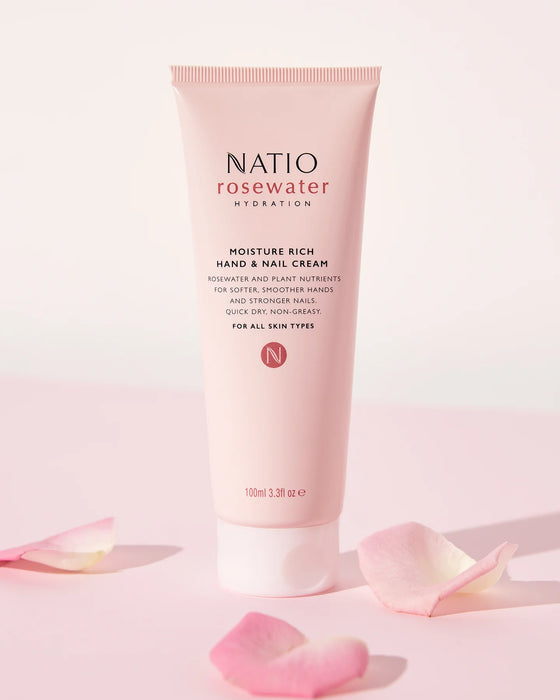 Natio Rosewater Hydration Moisture Rich Hand & Nail Cream 100ml.