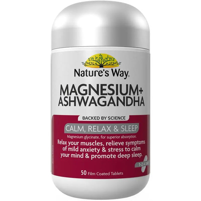 Nature's Way Magnesium + Ashwagandha 50 Tablets