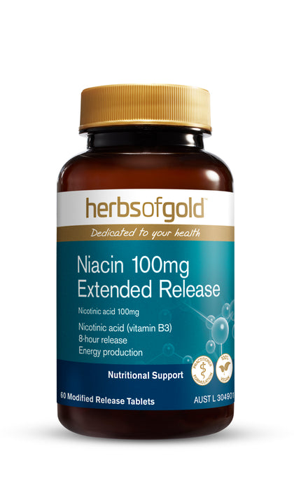 Herbs Of Gold Niacin 100mg Extended Release 60 Modified Release Tablets