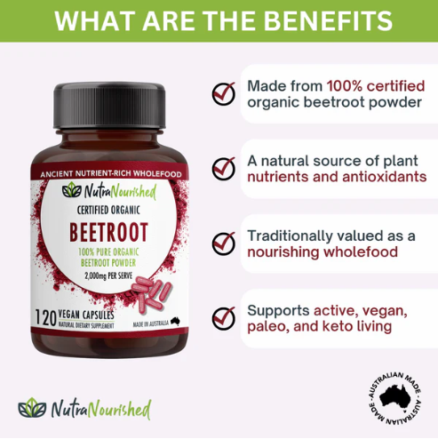 Nutra Nourished Organic Beetroot Powder 120 Capsules