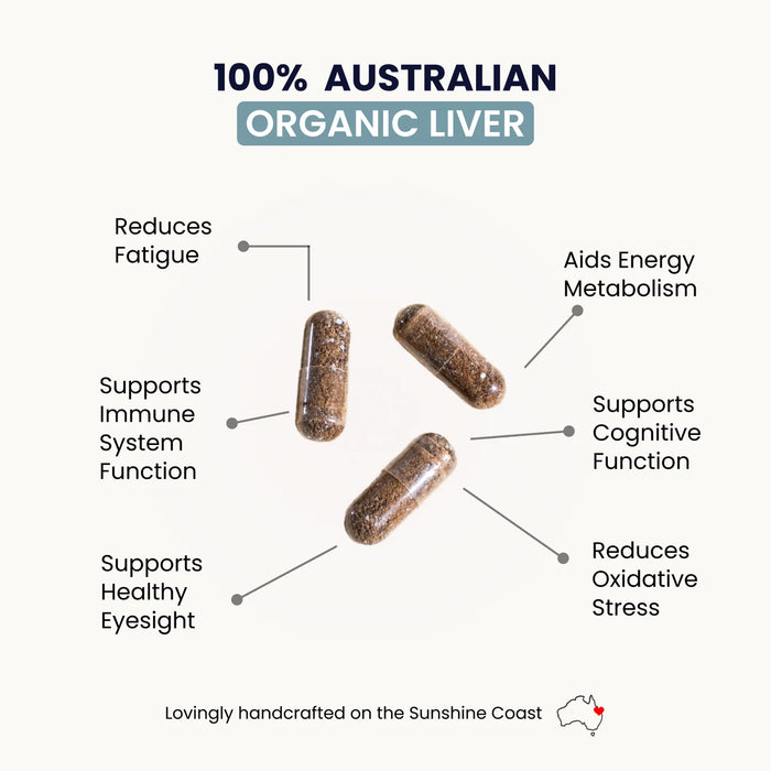 Organic Collagen Australia Organic Liver B12 Energy Support 120 Capsules.