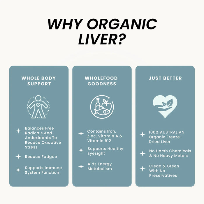 Organic Collagen Australia Organic Liver B12 Energy Support 120 Capsules.