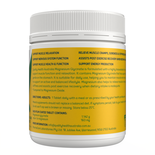 Quality Health Magnesium Glycinate 150Tablets.
