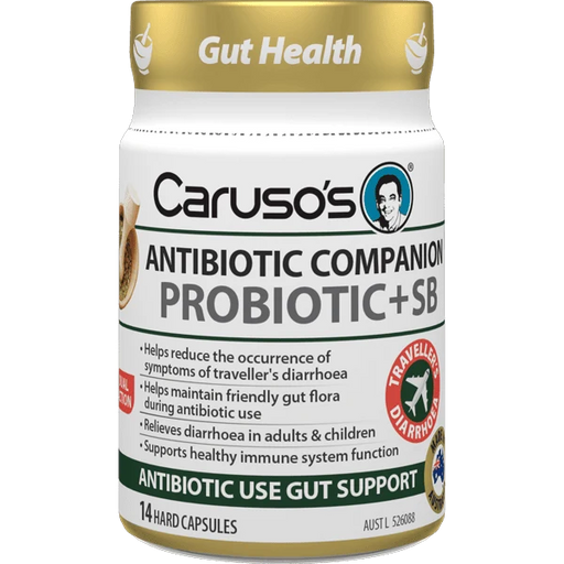 Caruso's Antibiotic Companion Probiotic + SB 14 capsules.