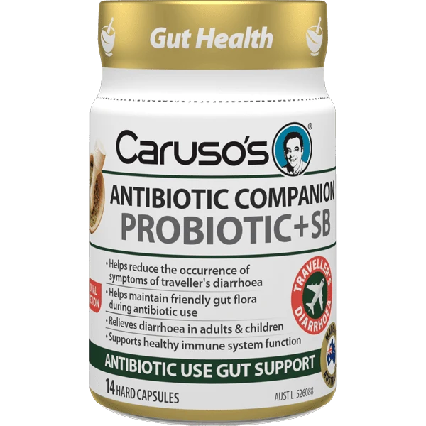 Caruso's Antibiotic Companion Probiotic + SB 14 capsules.