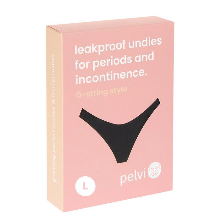 Pelvi Leakproof G-String Underwear Black Large (Size 12-14)